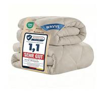WAVVE Couette 135x200 Ensemble de 2 pièces été 150g/m² + 4 Saisons 300g/m² = Hiver 450g/m² Édredon 1 Personne Microfibre Beige