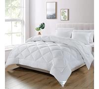 WAVVE Couette 200x220 Tempérée 300GSM en Microfibre, Édredon Lit 2 Personnes pour Lit 140x190/150x200,Chaud Épais Garnissage 300g/m², 220x200 Blanc