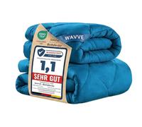 WAVVE Couette 220x240 Ensemble de 2 pièces été 150g/m² + 4 Saisons 300g/m² = Hiver 450g/m² Édredon 2 Personnes Microfibre Bleu Canard