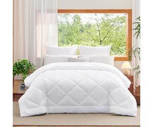 WAVVE Couette 220x240 Tempérée 300GSM en Microfibre, Édredon Lit 2 Personnes 220x240 cm pour Lit 140x190/160x200, Grand Chaud Épais Garnissage 300g/m², 240x220 Blanc