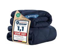 WAVVE Couette 240x260 Ensemble de 2 pièces été 150g/m² + 4 Saisons 300g/m² = Hiver 450g/m² Édredon 2 Personnes Microfibre Bleu Foncé
