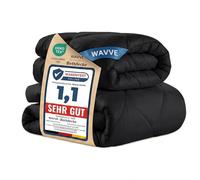 WAVVE Couette 240x260 Ensemble de 2 pièces été 150g/m² + 4 Saisons 300g/m² = Hiver 450g/m² Édredon 2 Personnes Microfibre Noir