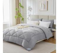 WAVVE Couette Hiver 450GSM en Microfibre, Édredon Lit 1 Personne 135x200 cm, Edredon Toutes Les Saisons pour Lit 80/90x190, Chaud Épais Garnissage 450g/m², 135 x 200 Gris Clair