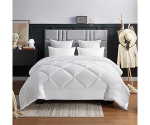 WAVVE Couette Hiver 450GSM en Microfibre, Édredon Lit 1 Personne 140x200 cm, Edredon Toutes Les Saisons pour Lit 90x190, Chaud Épais Garnissage 450g/m², 140 x 200 Blanc