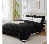 WAVVE Couette Hiver 450GSM en Microfibre, Édredon Lit 2 Personnes 200x200 cm, Edredon Toutes Les Saisons pour Lit 90x190/140x190, Chaud Épais Garnissage 450g/m², 200 x 200 Noir