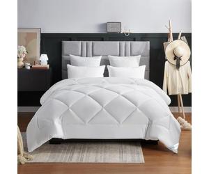 WAVVE Couette Hiver 450GSM en Microfibre, Édredon Lit 2 Personnes 240x260 cm, Edredon Toutes Les Saisons pour Lit 160x200/180x200/200x200, Grand Chaud Épais Garnissage 450g/m², 260x240 Blanc