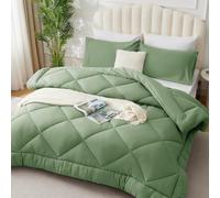 WAVVE Couette Tempérée 300GSM en Microfibre, Édredon Lit 1 Personne 155x220 cm pour Lit 90x190, Chaud Épais Garnissage 300g/m², 155 x 220 Vert