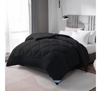 WAVVE Couette Tempérée 300GSM en Microfibre, Édredon Lit 2 Personnes 200x200 cm pour Lit 90x190/140x190, Chaud Épais Garnissage 300g/m², 200 x 200 Noir
