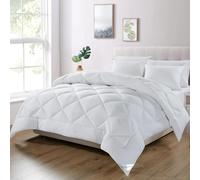 WAVVE Couette Tempérée 300GSM en Microfibre, Édredon Lit 2 Personnes 220x220 cm pour Lit 90x190/140x190, Chaud Épais Garnissage 300g/m², 220 x 220 Blanc