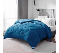 WAVVE Couette Tempérée 300GSM en Microfibre, Édredon Lit 2 Personnes 220x240 cm pour Lit 140x190/160x200, Grand Chaud Épais Garnissage 300g/m², 240x220 Bleu Canard