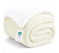 WAVVE Couverture Polaire en Sherpa, 150 x 200 Couverture lit 1 Personne Blanche Beige, Plaid Fourrure Jeté de Canapé Petit Réversible Épais Chaud et Doux en Peluche