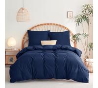 WAVVE Housse de Couette 260x240 cm avec 2 Taies d'oreiller 65x65 cm，Parure de Lit 2 Personnes pour Lit 200x200 avec Fermeture Éclair, Sets de Housse Couette en Microfibre Bleu Marine 260 x 240 240x260