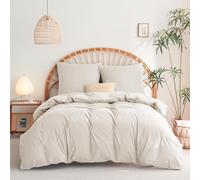 WAVVE Housse de Couette 260x240 cm avec 2 Taies d'oreiller 65x65 cm，Parure de Lit 2 Personnes pour lit 200x200 avec Fermeture Éclair Sets de Housse Couette en Microfibre, Beige 260 x 240 240x260