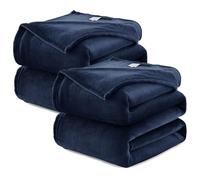 WAVVE Lot de 2 Plaid Couverture Polaire Flanelle en Microfibre, Jeté de Canapé 150x200 Bleu Marine, Couverture lit Jete de Canape 2 Personnes, Plaid Fourrure Grand Chaud et Doux en Peluche