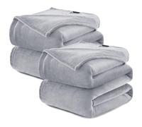 WAVVE Lot de 2 Plaid Couverture Polaire Flanelle en Microfibre, Jeté de Canapé 150x200 Gris Clair, Couverture lit Jete de Canape 2 Personnes, Plaid Fourrure Grand Chaud et Doux en Peluche