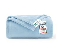 WAVVE Plaid Bleu Clair 150x200 cm - Couverture Polaire Flanelle Microfibre Douce, Jeté de Canapé Chaud & Moelleux, Plaid pour Canapé Lit, Grande Couverture Toutes Saisons