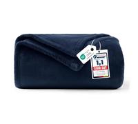WAVVE Plaid Bleu Marine 150x200 cm - Couverture Polaire Flanelle Microfibre Douce, Jeté de Canapé Chaud & Moelleux, Plaid pour Canapé Lit, Grande Couverture Toutes Saisons