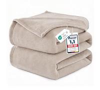 WAVVE Plaid Couverture Oxford Tan 230x270 cm - Microfibure Polaire Jeté de Canapé Doux, Couverture Lit Décorative pour 2 Personnes - Extra Grand & Chaud