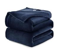 WAVVE Plaid Couverture Polaire Flanelle en Microfibre, Jeté de Canapé 130x150 Bleu Marine, Couverture lit Jete de Canape 1 Personne, Plaid Fourrure Petit Chaud et Doux en Peluche 150x130
