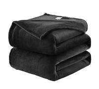 WAVVE Plaid Couverture Polaire Flanelle en Microfibre, Jeté de Canapé 130x150 Noir, Couverture lit Jete de Canape 1 Personne, Plaid Fourrure Petit Chaud et Doux en Peluche, 150x130