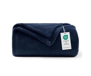 WAVVE Plaid Couverture Polaire Flanelle en Microfibre, Jeté de Canapé 150x200 Bleu Marine, Couverture lit Jete de Canape 2 Personnes, Plaid Fourrure Grand Chaud et Doux en Peluche 200x150