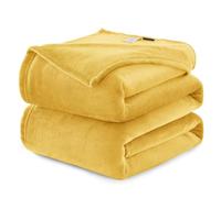 WAVVE Plaid Couverture Polaire Flanelle en Microfibre, Jeté de Canapé 150x200 Jaune, Couverture lit Jete de Canape 2 Personnes, Plaid Fourrure Grand Chaud et Doux en Peluche