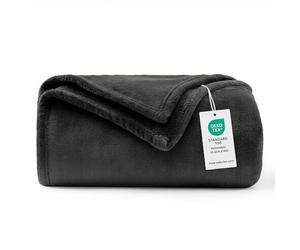 WAVVE Plaid Couverture Polaire Flanelle en Microfibre, Jeté de Canapé 150x200 Noir, Couverture lit Jete de Canape 2 Personnes, Plaid Fourrure Grand Chaud et Doux en Peluche, 200x150