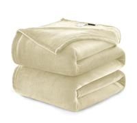 WAVVE Plaid Couverture Polaire Flanelle en Microfibre, Jeté de Canapé 220x240 Beige Lin, Couverture lit Jete de Canape 2 Personnes, Plaid Fourrure Grand Chaud et Doux en Peluche, 240x220