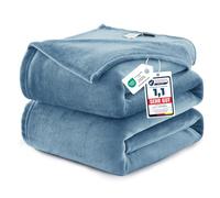 WAVVE Plaid Couverture Polaire Flanelle en Microfibre, Jeté de Canapé 220x240 Gris Bleu, Couverture lit Jete de Canape 2 Personnes, Plaid Fourrure Grand Chaud et Doux en Peluche, 240x220