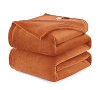WAVVE Plaid Couverture Polaire Flanelle en Microfibre, Jeté de Canapé 220x240 Orange, Couverture lit Jete de Canape 2 Personnes, Plaid Fourrure Grand Chaud et Doux en Peluche, 240x220