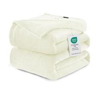 WAVVE Plaid Couverture Polaire Flanelle en Microfibre, Jeté de Canapé 230x270 Blanc Beige, Couverture lit Jete de Canape 2 Personnes, Plaid Fourrure Grand Chaud et Doux en Peluche, Crème 270x230