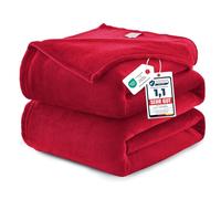 WAVVE Plaid Couverture Polaire Flanelle en Microfibre, Jeté de Canapé 230x270 Rouge, Couverture lit Jete de Canape 2 Personnes, Plaid Fourrure Grand Chaud et Doux en Peluche, 270x230