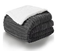 WAVVE Plaid Polaire Sherpa en Cordon Grossier, 150x200 Couverture lit 2 Personnes Gris Anthracite, Plaid Canape Fourrure Jeté de Canapé Réversible, Jete Canape Petit Épais Chaud et Doux en Peluche