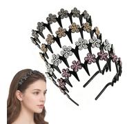Wavy Crystal Headband Set Butterfly Clip Headband with Teeth (4Pcs B)
