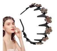 Wavy Head Band Bandeau de cheveux ondulés avec fleurs de strass pour femme enveloppant la tête - Accessoire cheveux à porter toute la journée avec large bord pour le contrôle des cheveux svo