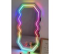 Wavy Mirror RGB Neon Sign Mirror - Décoration de mariage Lumière d'art mural pour chambre Salon Dressing Décorations de fête