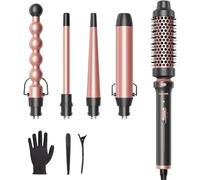 Wavytalk Fer à Boucler, ensemble de 5 fers à friser avec brosse à friser et 4 pinces à boucler en céramique interchangeables (13-32 mm), gant résistant à la chaleur et 2 pinces à cheveux