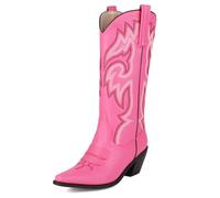 Wavyvigs Bottes de cowboy mi-mollet pour femmes bottes occidentales brodées bottes de cow-girl Pink Mark Size 38