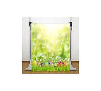 Waw Vert Clair Fond de Photographie de Pâques Bokeh Sunshine Abstrait Fonds Studio Photo Props 1,5 x 2,1 m Enfants Décoration de fête de Pâques
