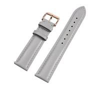 WAWPU Bracelet de montre en cuir de veau pleine fleur avec boucle ardillon (12/13/14/15/16/17/18/19/20/21/22 mm) et barrette à ressort à dégagement rapide for homme et femme(Light Gray Rosegold,15mm)