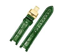 WAWPU Bracelet de montre en cuir for hommes et femmes, avec encoche, 16 mm - 22 mm, bracelet de rechange(Green G,22mm 13mm)