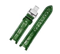 WAWPU Bracelet de montre en cuir for hommes et femmes, avec encoche, 16 mm - 22 mm, bracelet de rechange(Green Sk,16mm 8mm)