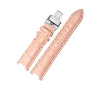 WAWPU Bracelet de montre en cuir for hommes et femmes, avec encoche, 16 mm - 22 mm, bracelet de rechange(Pink Sk,18mm 9mm)