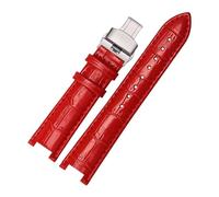 WAWPU Bracelet de montre en cuir for hommes et femmes, avec encoche, 16 mm - 22 mm, bracelet de rechange(Red Sk,22mm 13mm)