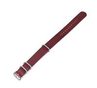 WAWPU Bracelet de montre en cuir Nato 16 mm - 24 mm, accessoires de montre for homme(Red Silver Buckle,16mm)