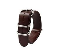WAWPU Bracelet de montre en cuir Nato 18 mm, 20 mm, 22 mm, 24 mm, vintage, avec boucle argentée à cinq anneaux(Dark Brown,24mm)