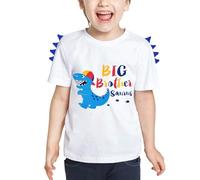 WAWSAM Enfant Bambin Garçon Grand Frère T-Shirt - Dinosaure Manches Courtes Cadeau 100% Coton Promu à la Chemise de Grand Frère Blanc Impression Coloré T Shirt (Blanc, 3-4 Ans)
