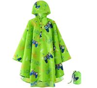 WAWSAM Jeu Vidéo Imperméable Réutilisable Poids Léger Veste Poncho de Pluie pour Enfants Garçons Go Win Level Up Manteau de Pluie Vert Imperméable à Capuche avec Sac de Rangement