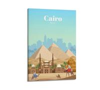 WAWYY Poster de voyage vintage du Caire d'Égypte - Impression esthétique sur toile - Décoration murale moderne pour chambre à coucher - 60 x 90 cm