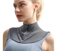 WAXCMXYH Cache-cou d'été en soie glacée pour femme et homme Protection UV Col écharpe avec bouton, gris foncé, taille unique